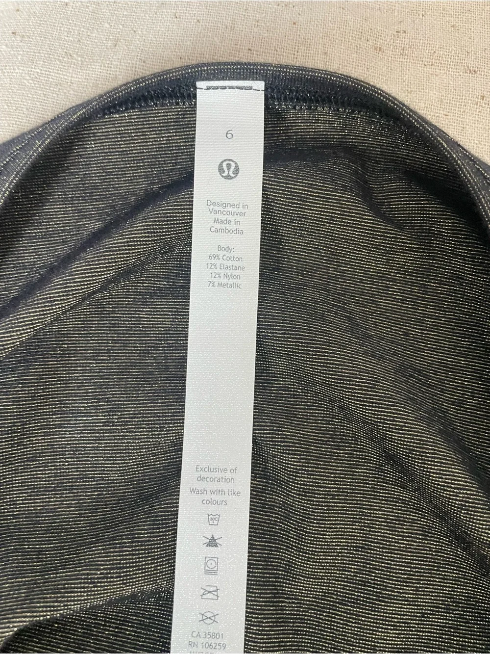 lululemon athletica Black Metallic Long-Sleeve Top